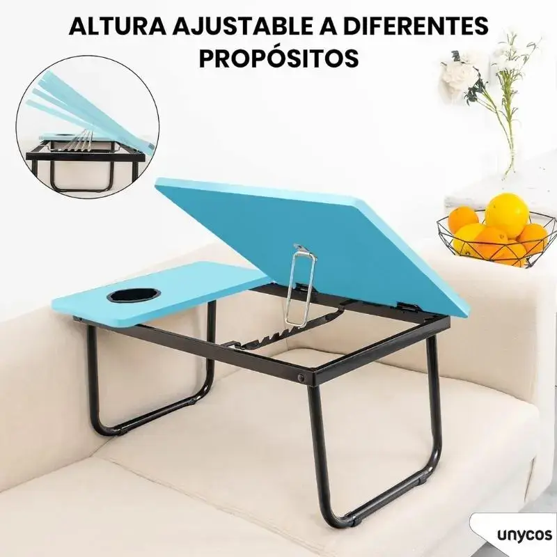 Mesa plegable portátil en madera y metal: ideal para trabajar y